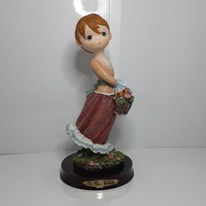 Da Vinci Collection Girl with Flower Basket Figure Collectible Decor